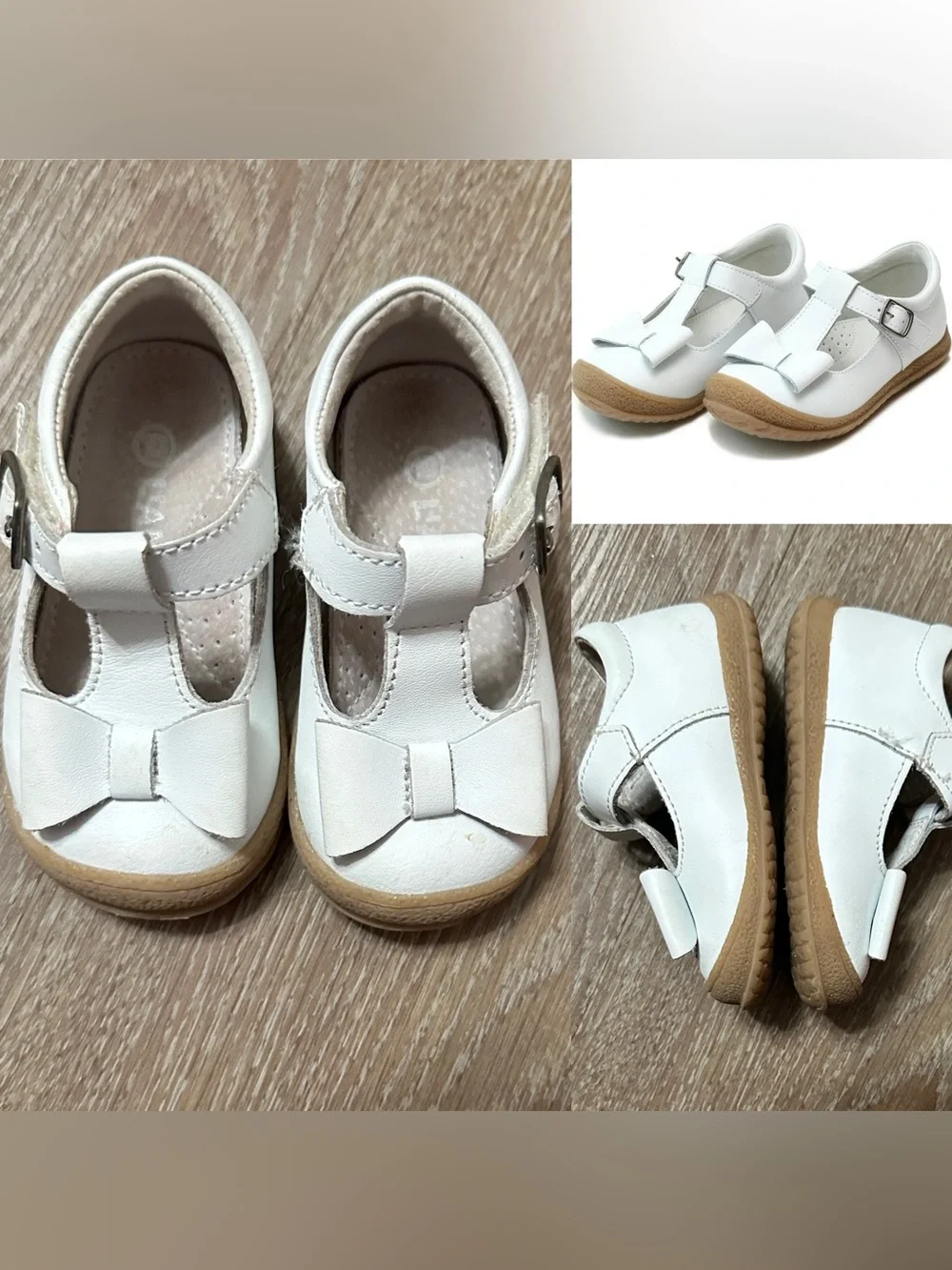 Girls' L'Amour Emma Bow T-Strap Mary Jane Shoe VGC Size 4 White Baby Toddler